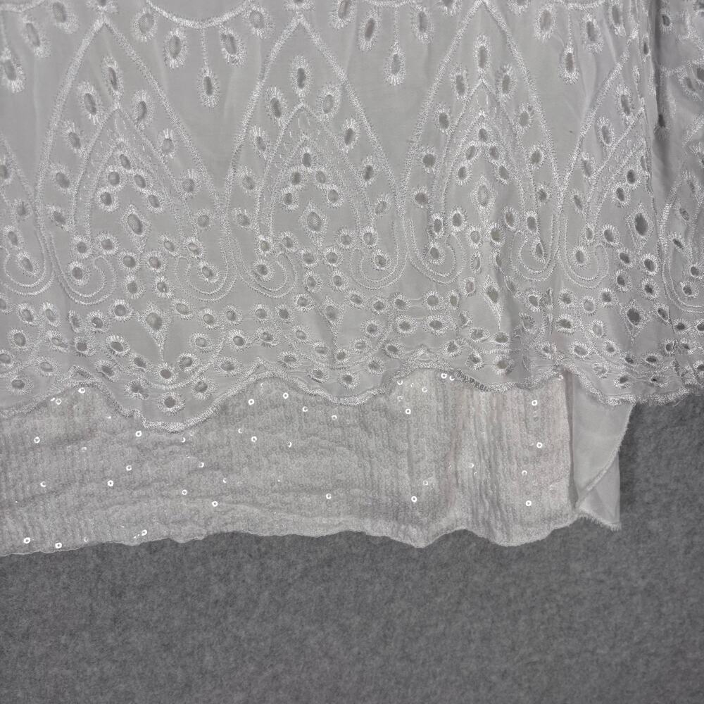 Eyelet Embroidered Top Medium Cottage Scalloped Hem Sequin Layered Made Italy - Picture 4 of 13